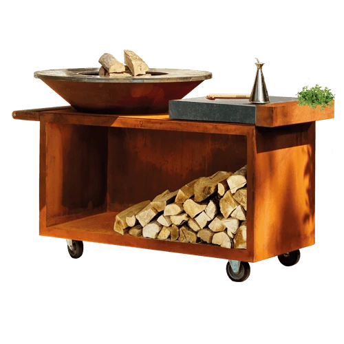 OFYR Island PRO 100-100 Vuurkorf - Barbecue Met Meubel En Plank Van Donkergrijs Keramiek 1 OFYR Island PRO 100-100 Vuurkorf - Barbecue Met Meubel En Plank Van Donkergrijs Keramiek